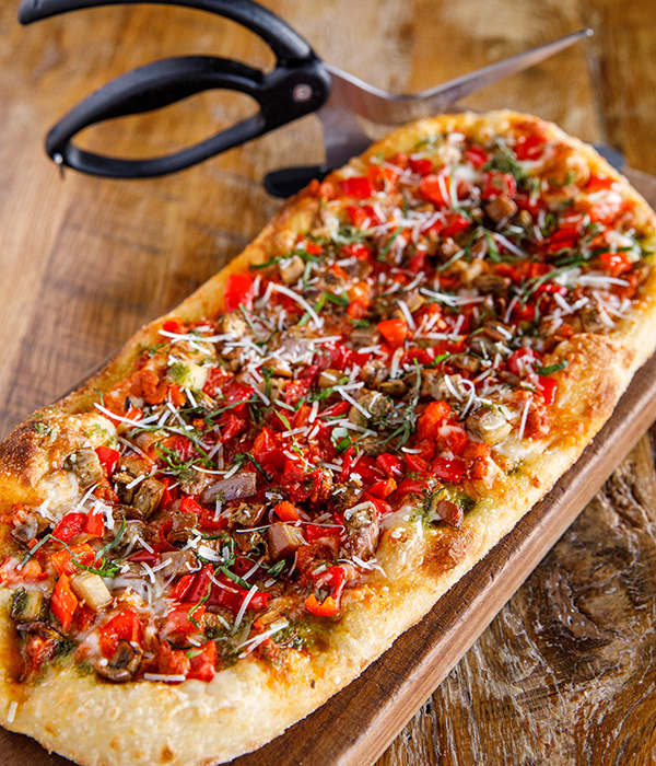 Spicy Sicilian Eggplant & Sausage Pizza